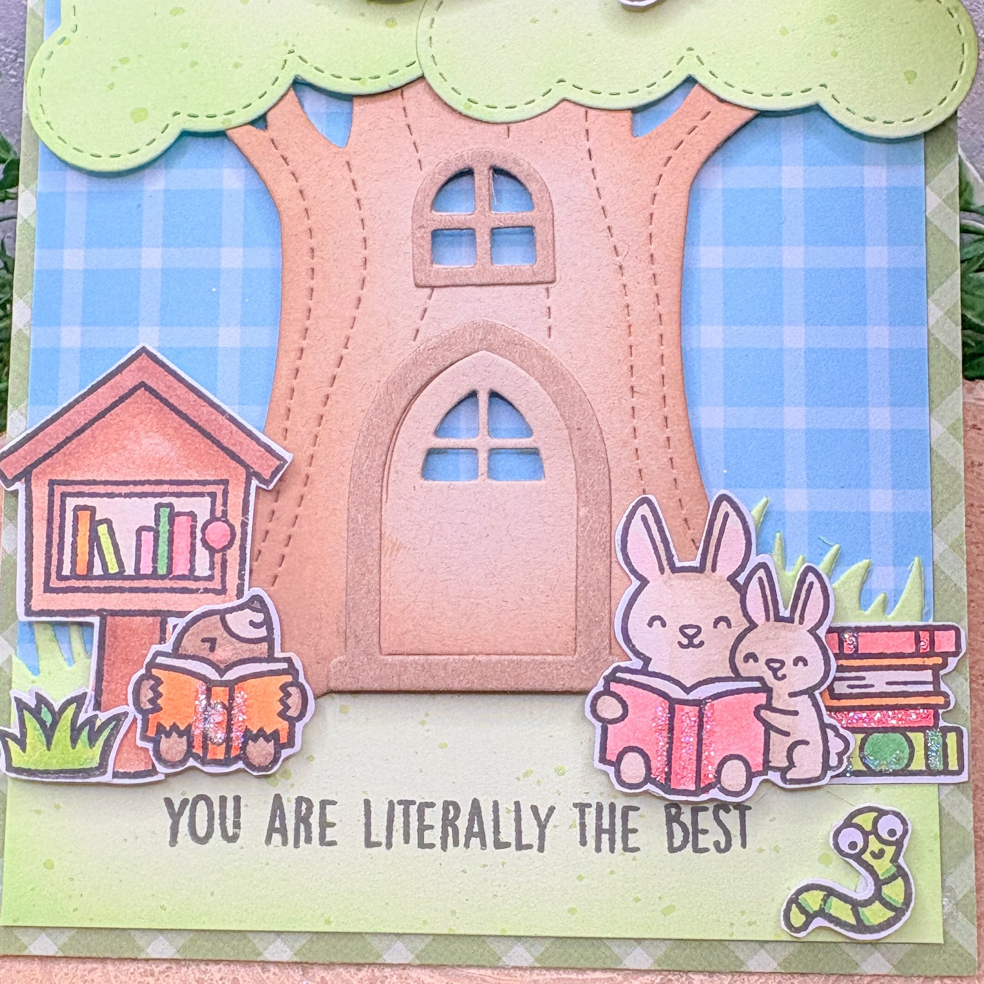 Tree House & Animals You Are The Best Handmade Card-2