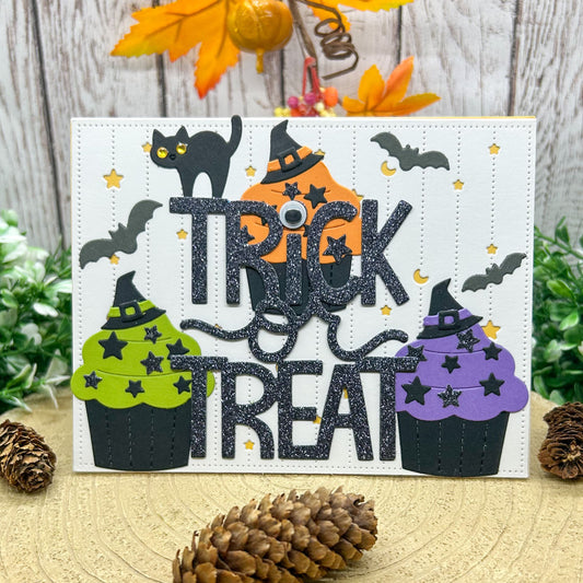 Trick Or Treat Cupcakes Handmade Halloween Card