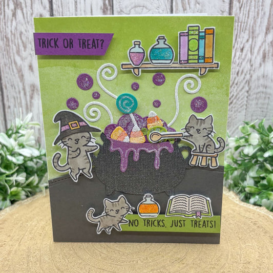 Trick or Treat Cats Handmade Halloween Card