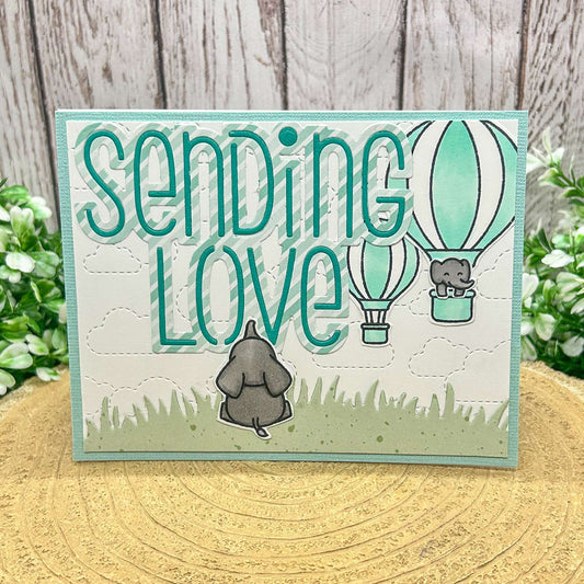 Turquoise Sending Love Elephants Handmade Card