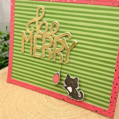 Tuxedo Cat Be Merry Handmade Christmas Card-2