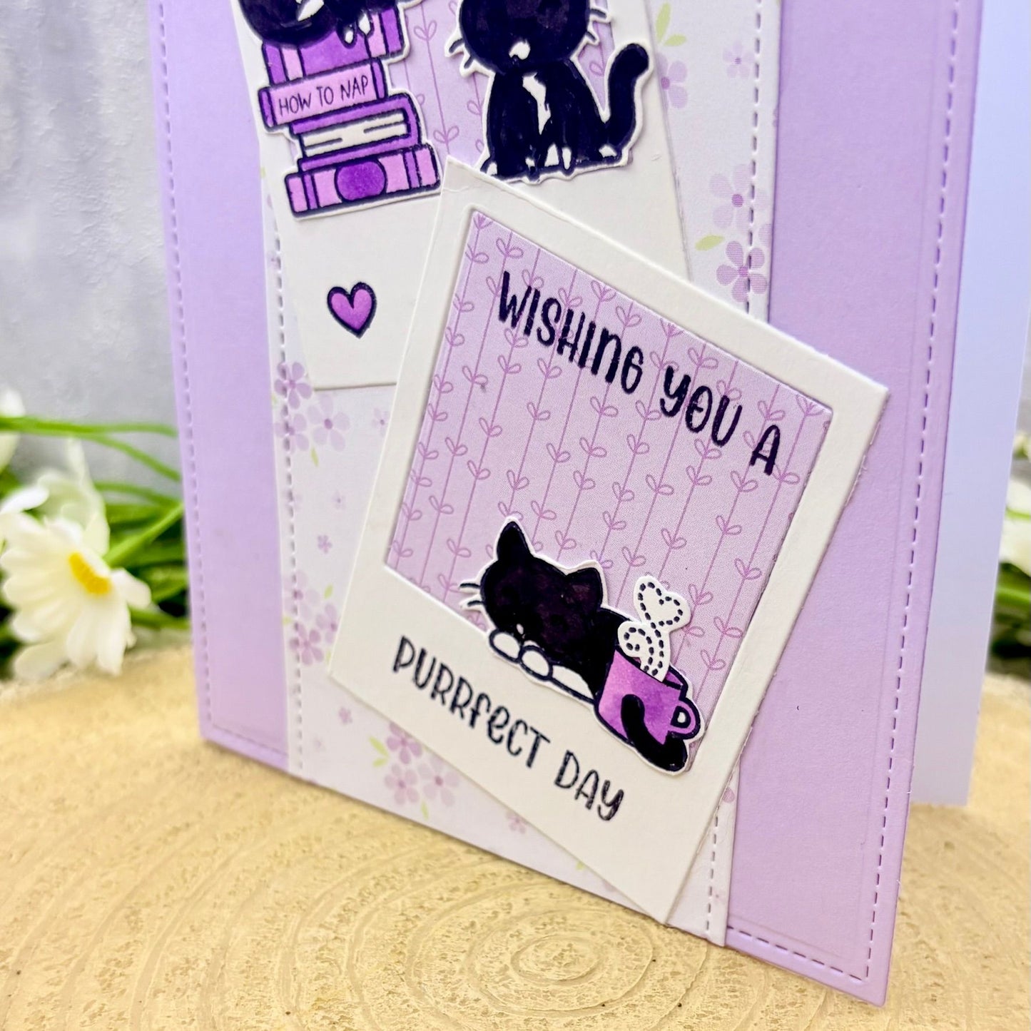 Tuxedo Cat Trio Purrrfect Handmade Birthday Card-2
