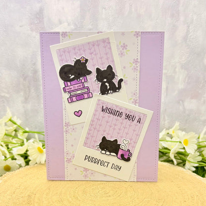Tuxedo Cat Trio Purrrfect Handmade Birthday Card