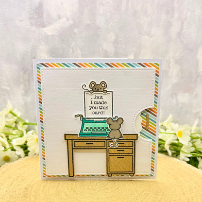 Typewriter Mice Handmade Reveal Wheel Birthday Card-1