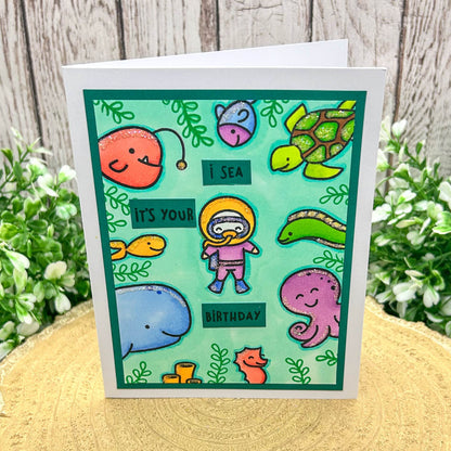 Underwater Creatures Handmade Birthday Card-1