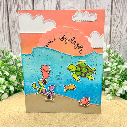 Underwater Scene Dolphin Reveal Wheel Handmade Card-1