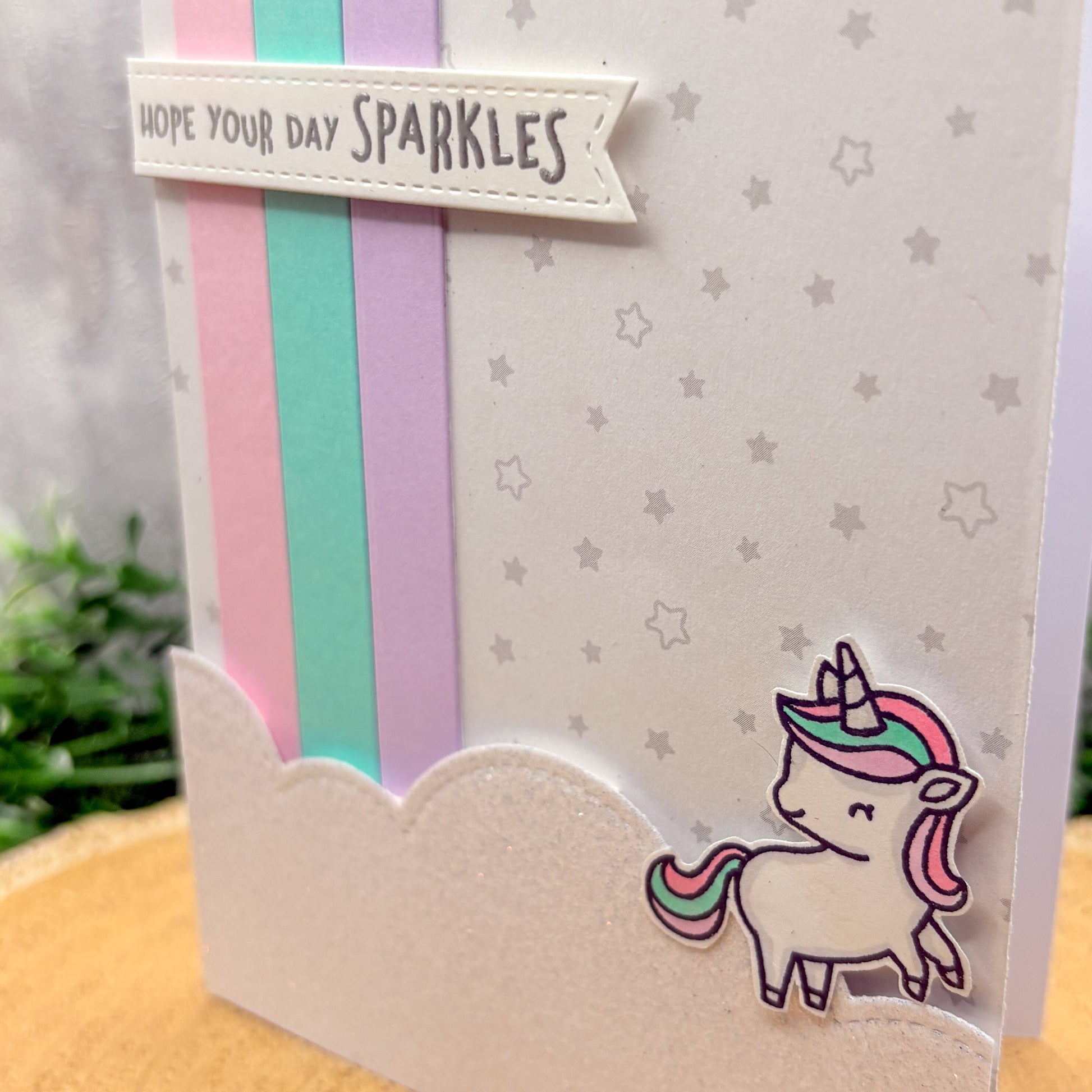 Unicorn Hope Your Day Sparkles Handmade Birthday Card-2