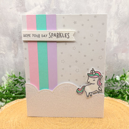 Unicorn Hope Your Day Sparkles Handmade Birthday Card