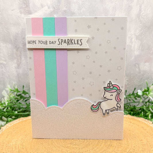 Unicorn Hope Your Day Sparkles Handmade Birthday Card