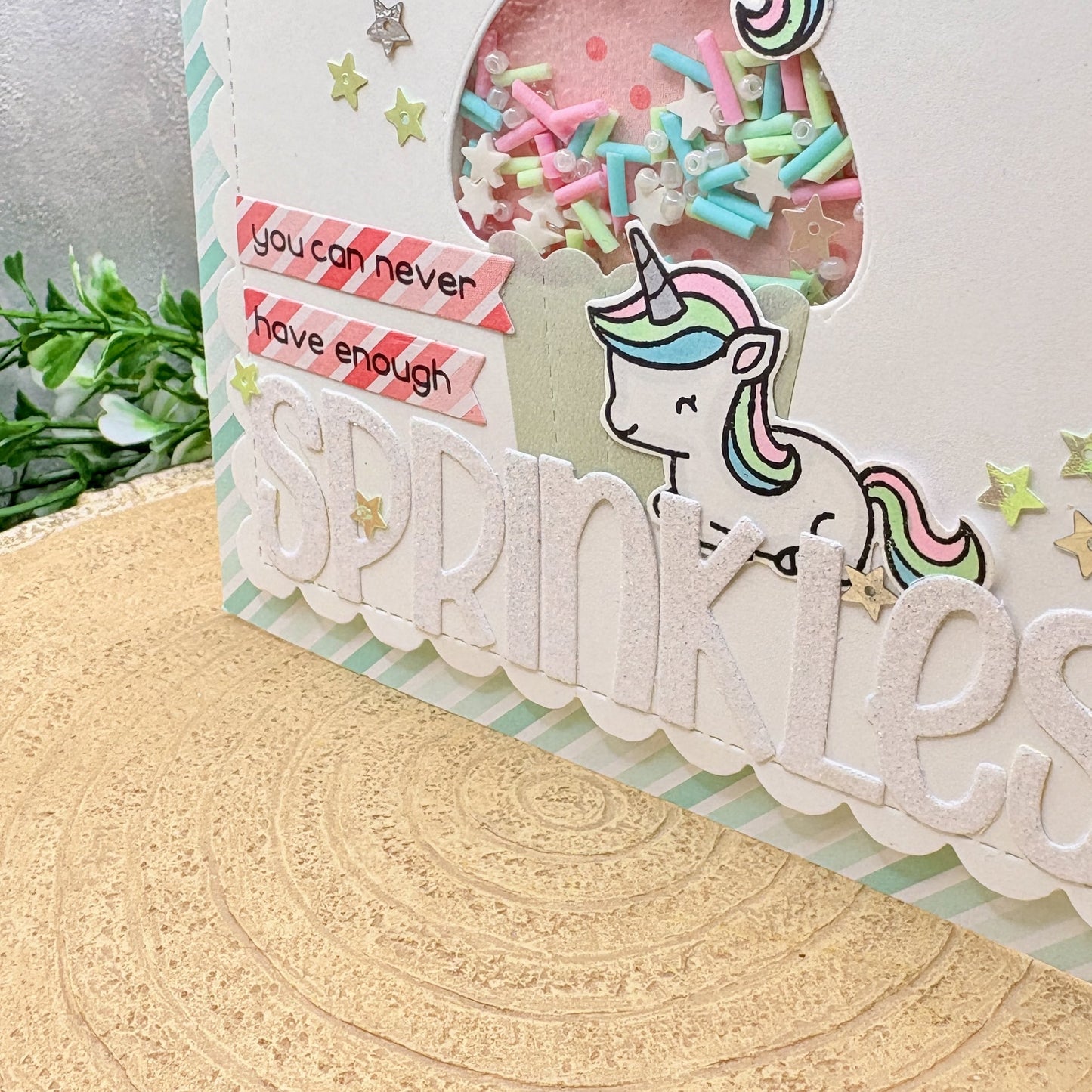Unicorn Sprinkles Handmade Birthday Shaker Card-2