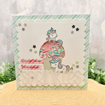 Unicorn Sprinkles Handmade Birthday Shaker Card