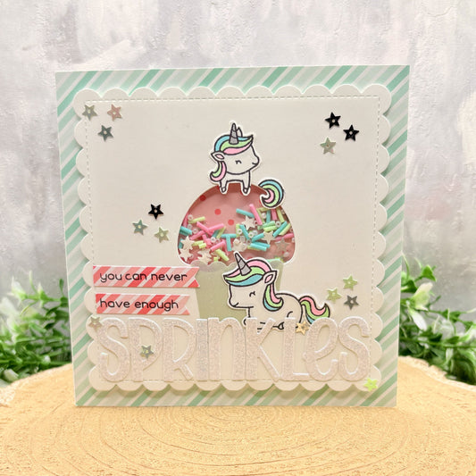 Unicorn Sprinkles Handmade Birthday Shaker Card