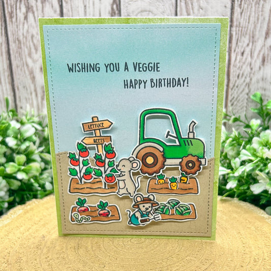 Veggie Happy Birthday Handmade Birthday Card