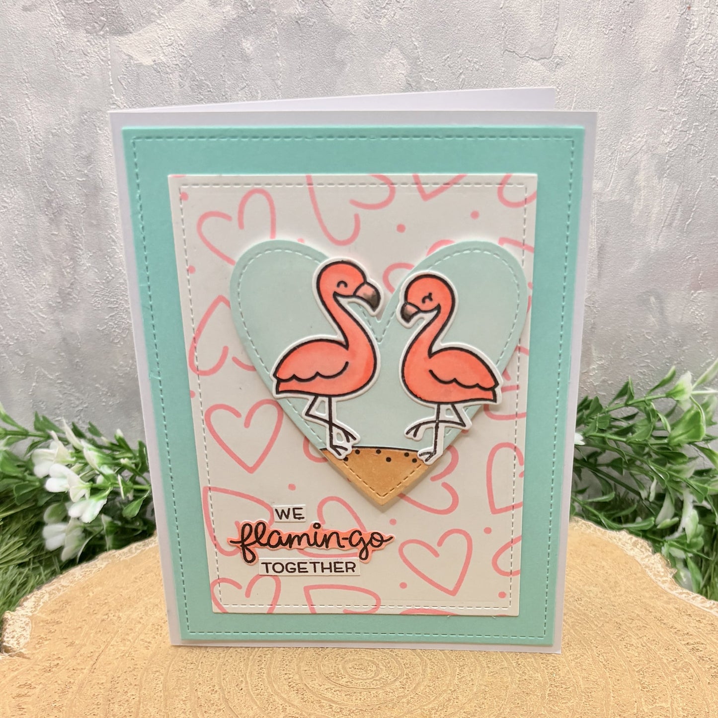 We Flamingo Together Handmade Valentine's Day Card-1