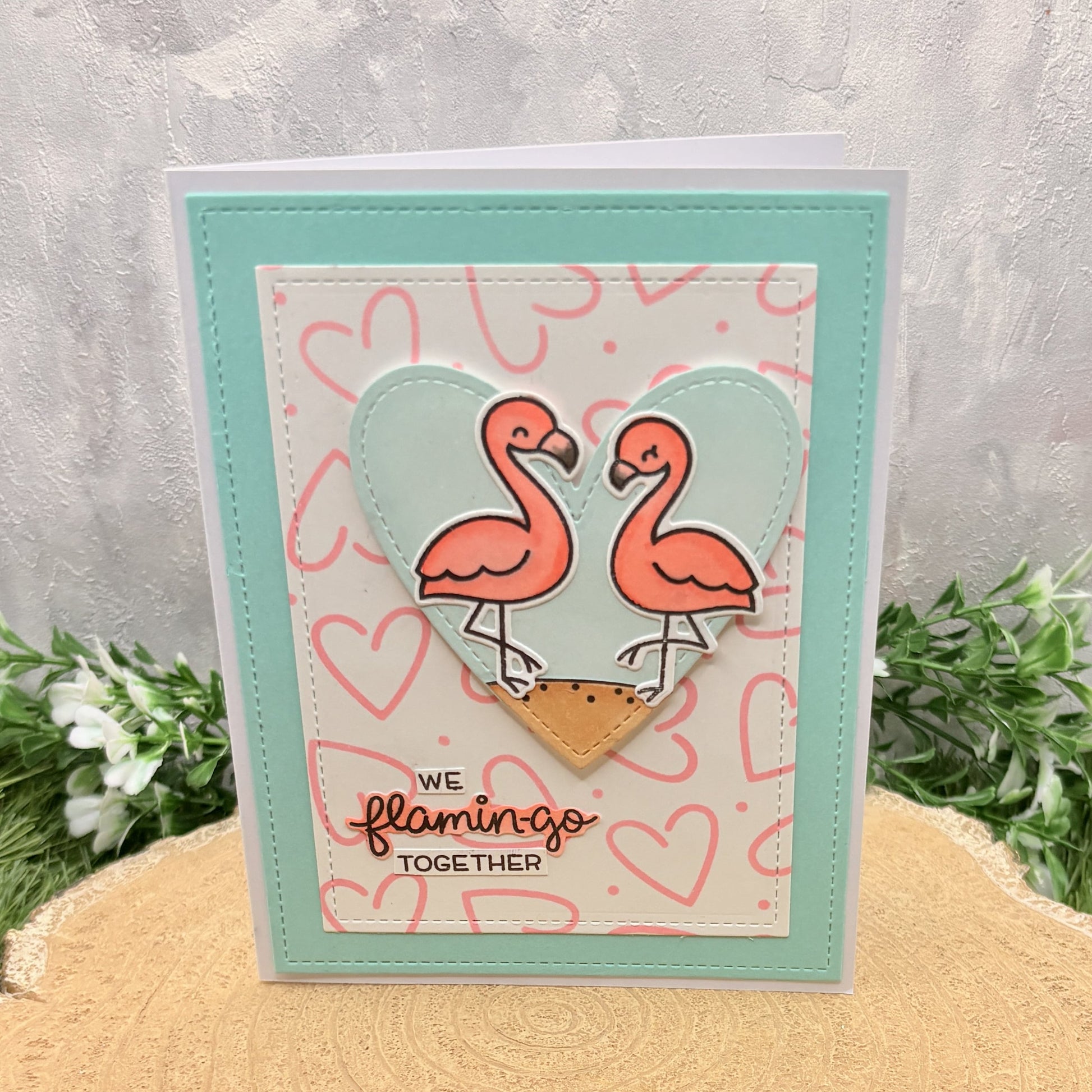 We Flamingo Together Handmade Valentine's Day Card-1