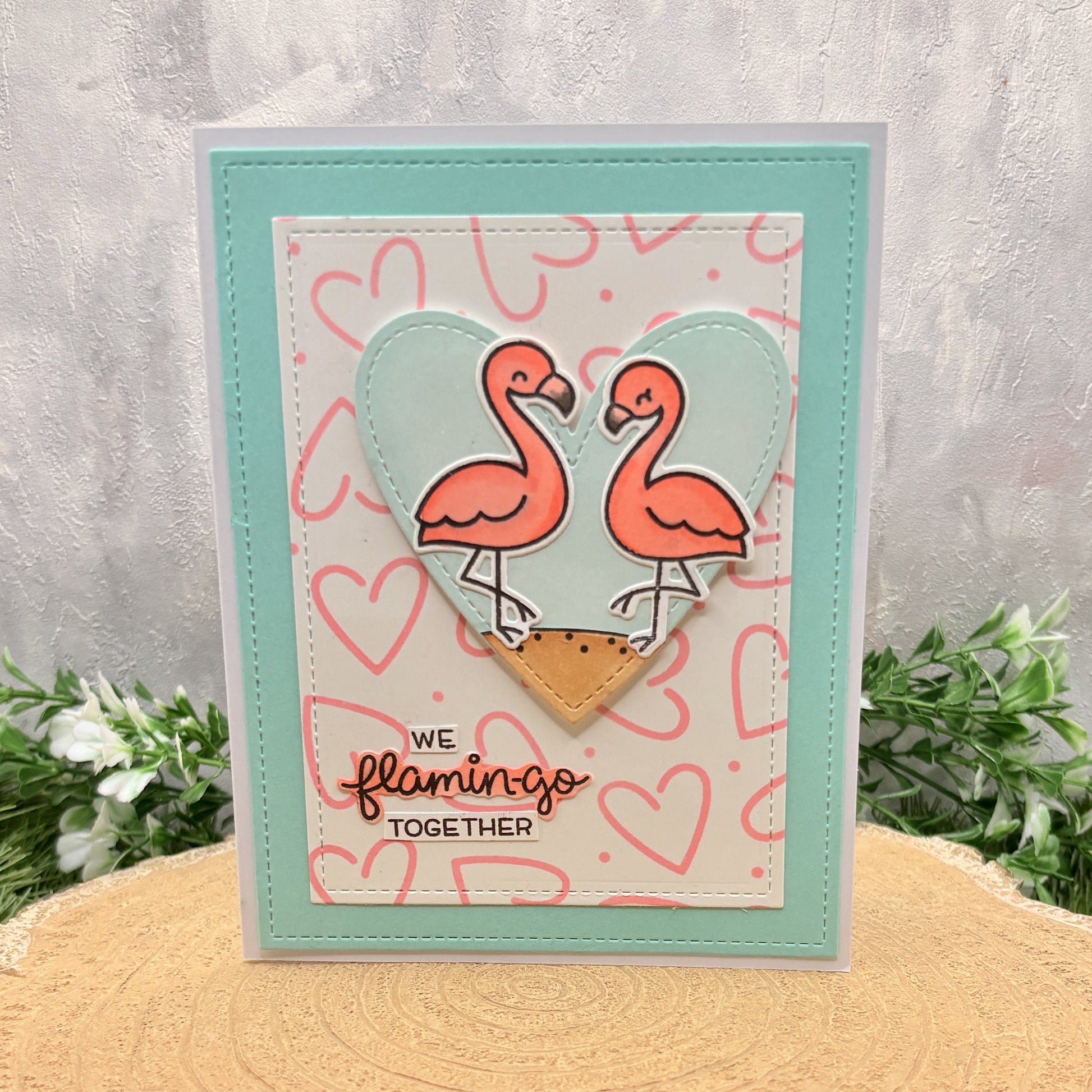 We Flamingo Together Handmade Valentine's Day Card