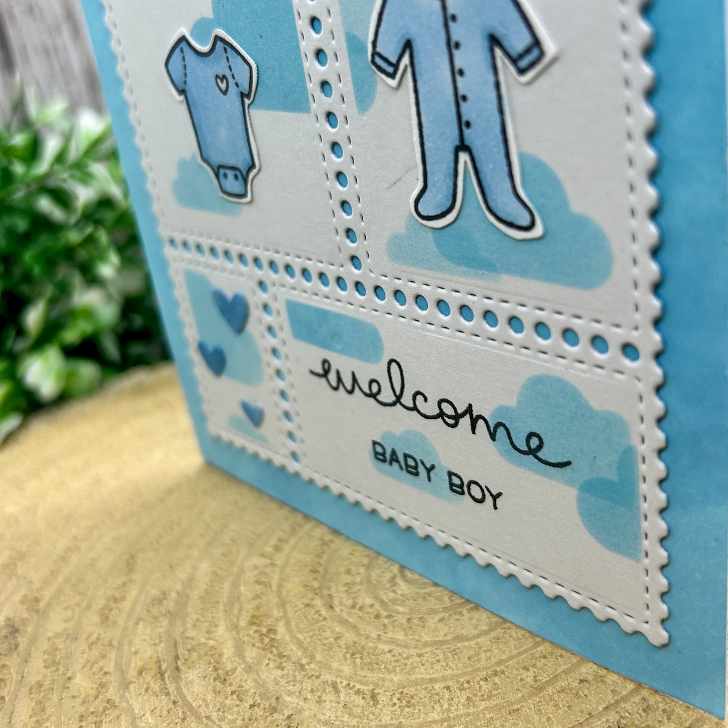 Welcome Baby Boy Blue Handmade New Baby Card-2