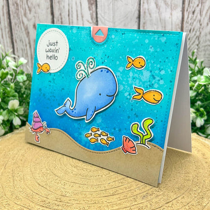 Whale Wavin' Hello Interactive Pull Tab Handmade Card-2