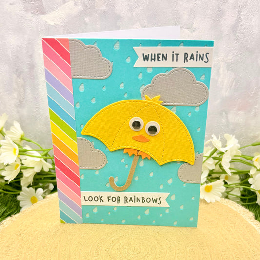 When It Rains Look For Rainbows Handmade Card-1