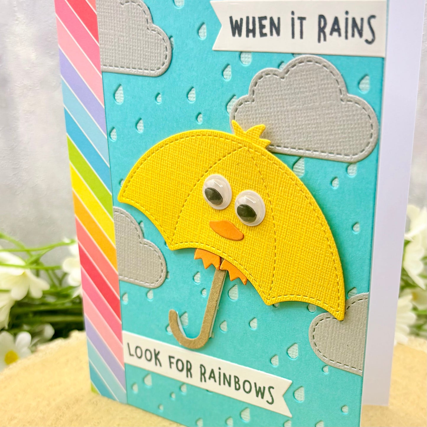 When It Rains Look For Rainbows Handmade Card-2