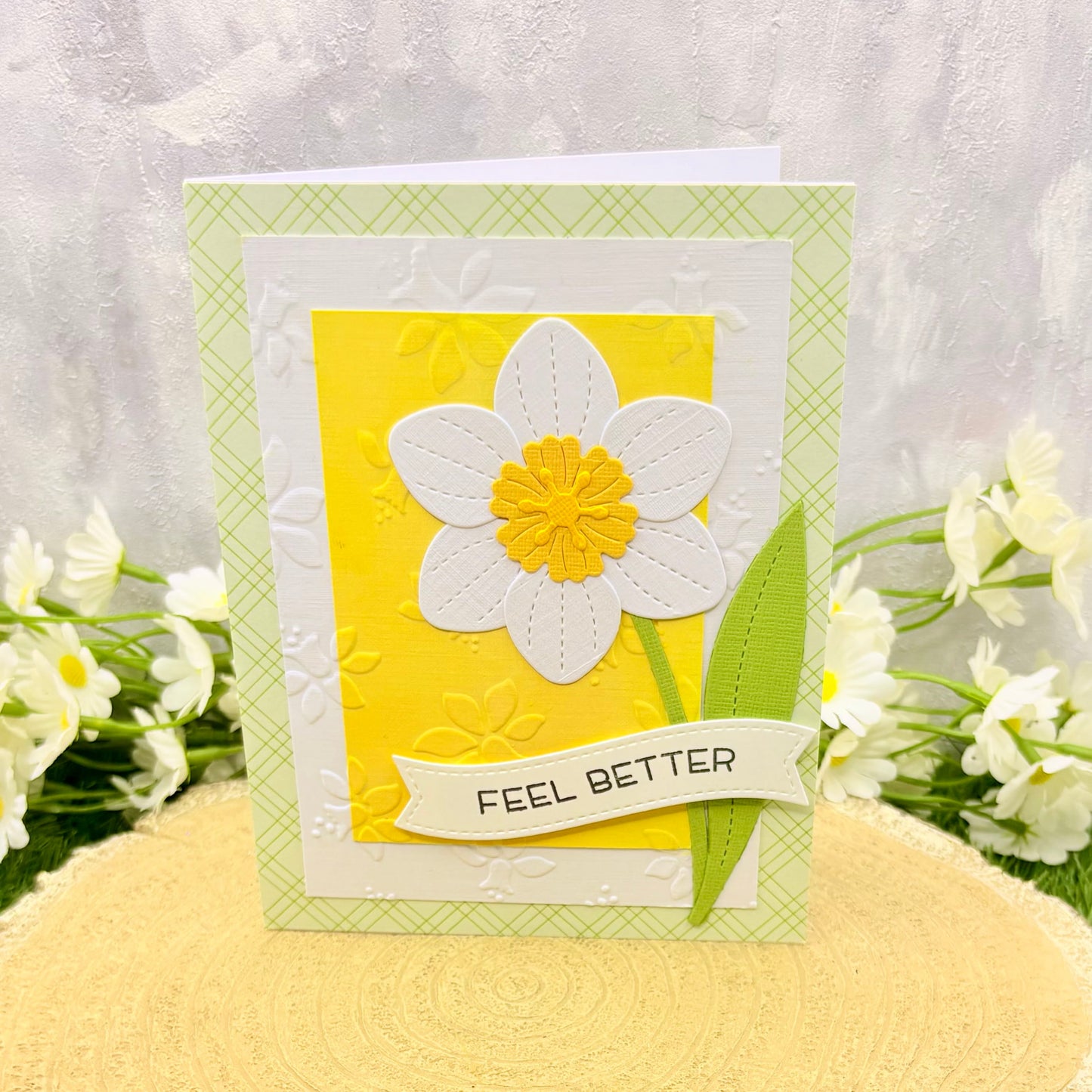 White Daffodil Handmade Get Well Soon Card-1