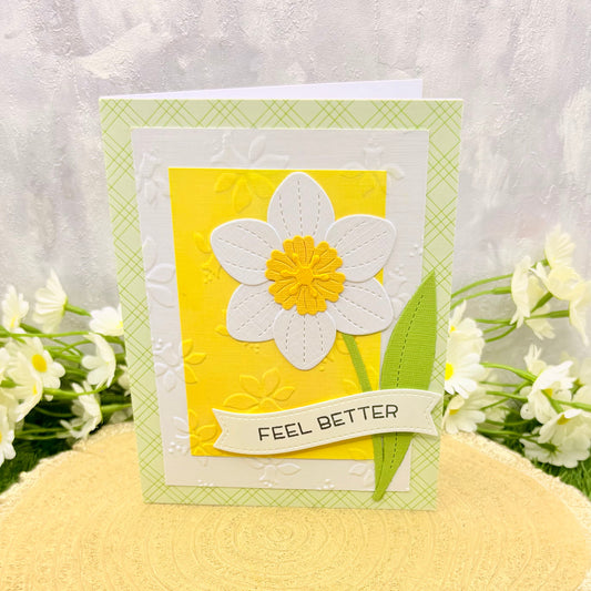 White Daffodil Handmade Get Well Soon Card-1