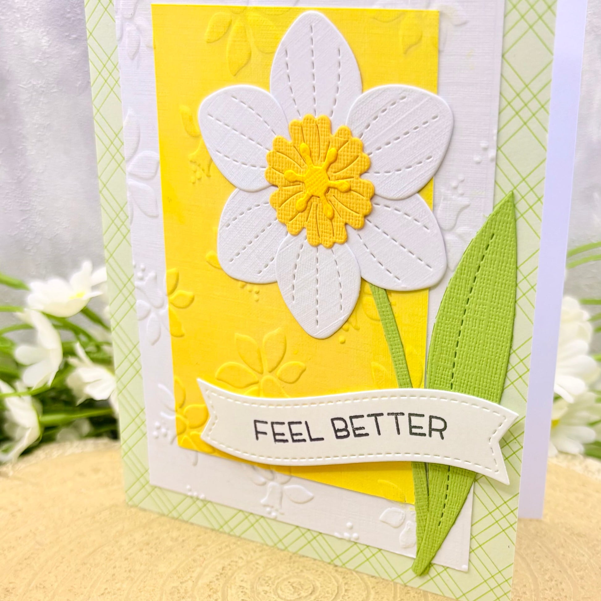 White Daffodil Handmade Get Well Soon Card-2