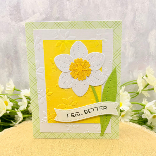 White Daffodil Handmade Get Well Soon Card