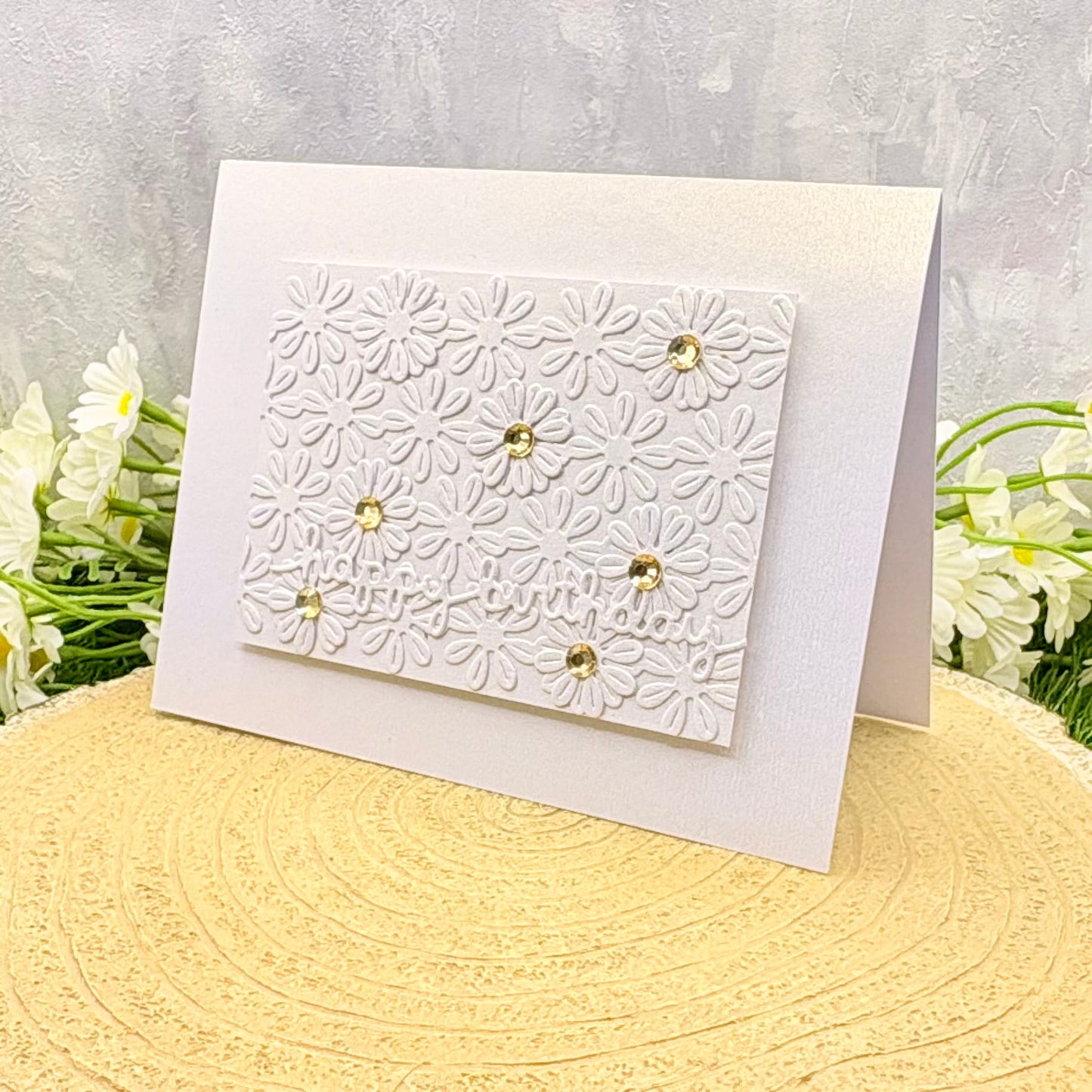 White Floral Handmade Birthday Card-1