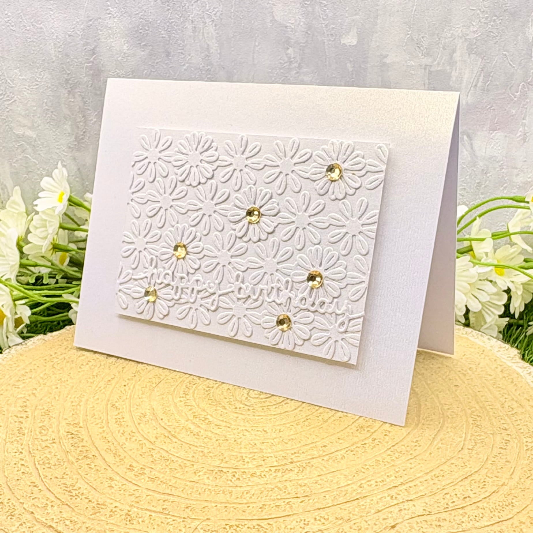 White Floral Handmade Birthday Card-1