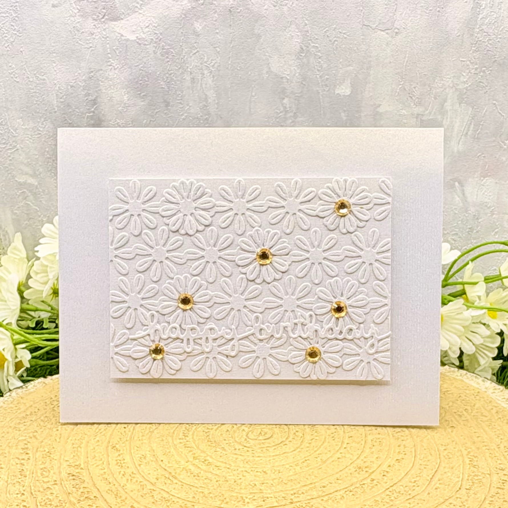 White Floral Handmade Birthday Card