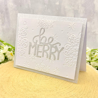 White & Silver Be Merry Handmade Christmas Card-1