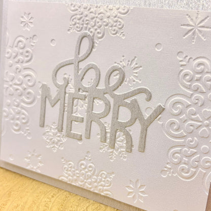 White & Silver Be Merry Handmade Christmas Card-2