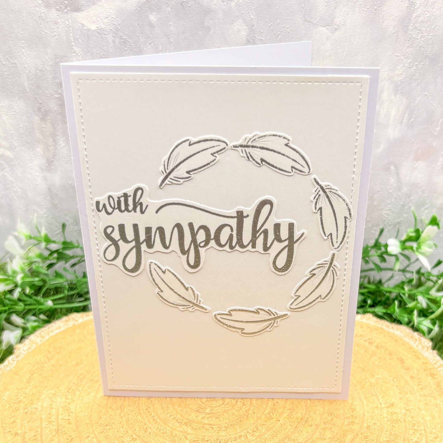 White & Silver Feathers Handmade With Sympathy Card (4 Different Styles)