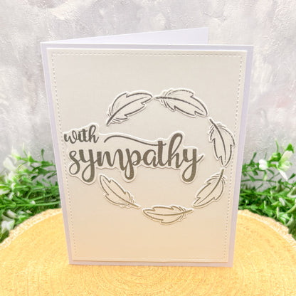 White & Silver Feathers Handmade With Sympathy Card (4 Different Styles)