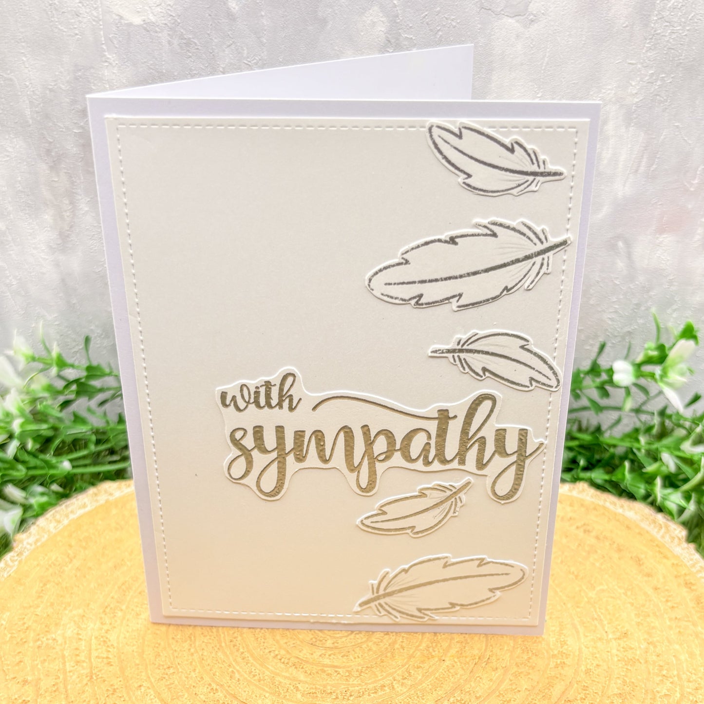 White & Silver Feathers Handmade With Sympathy Card (4 Different Styles)