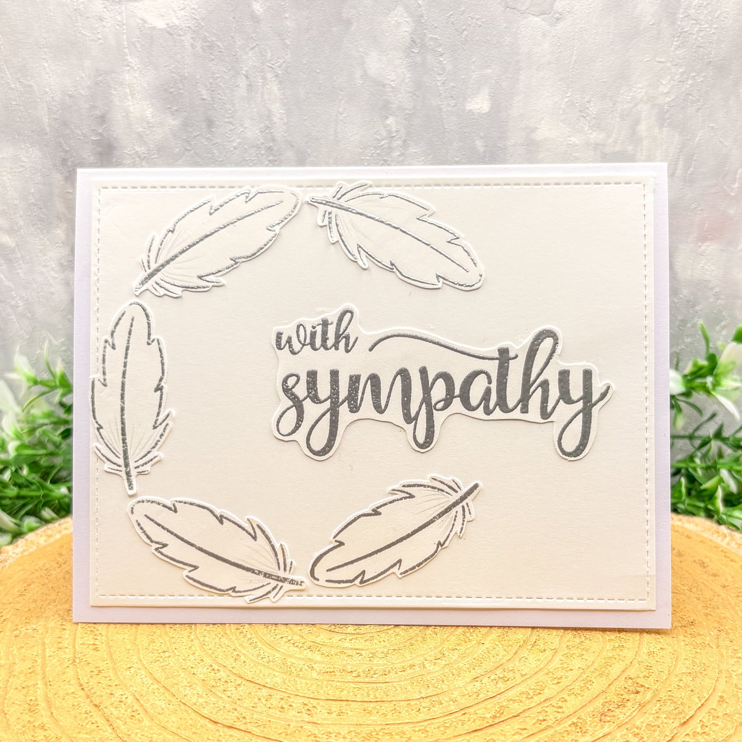 White & Silver Feathers Handmade With Sympathy Card (4 Different Styles)