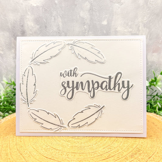 White & Silver Feathers Handmade With Sympathy Card (4 Different Styles)