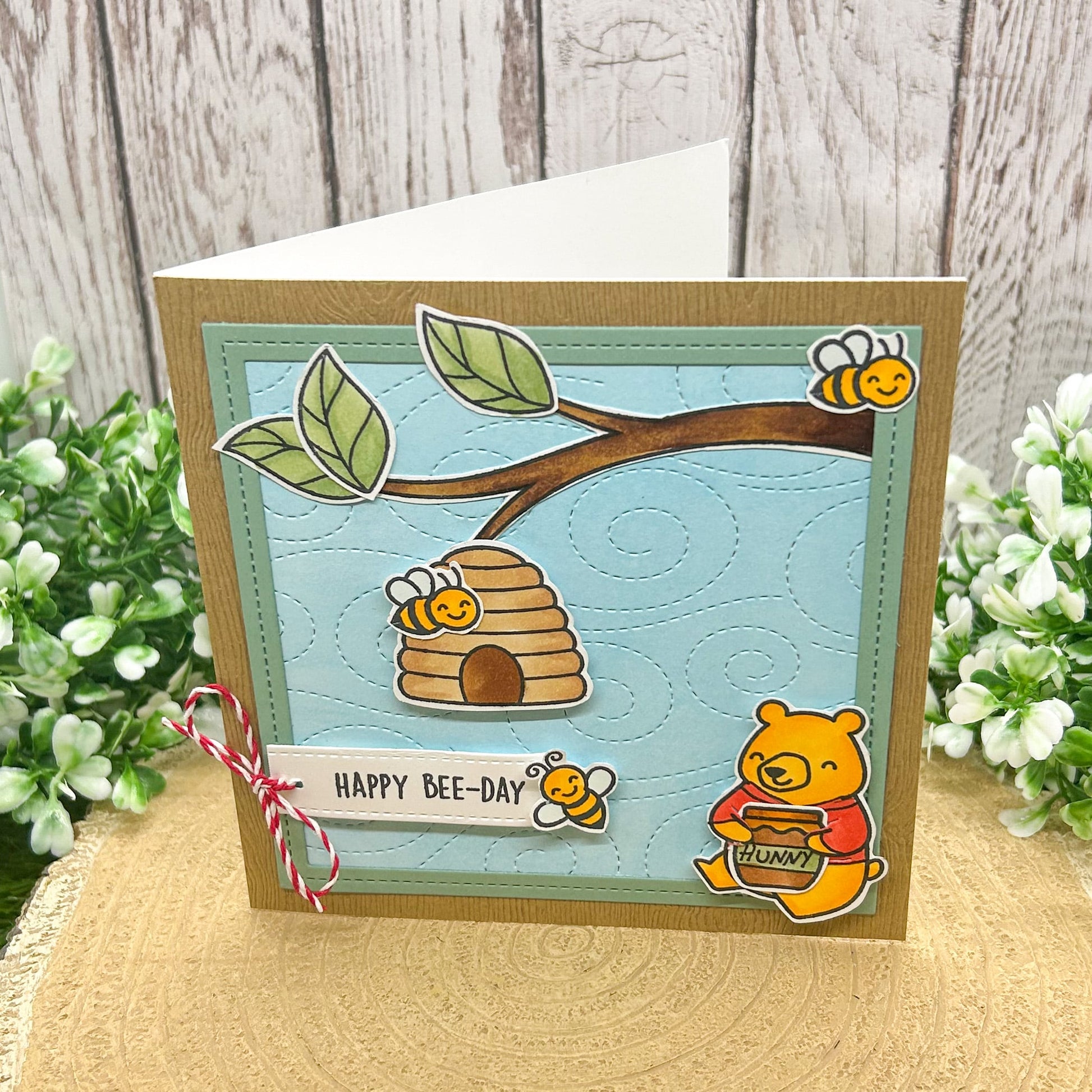 Winnie Happy Bee-day Square Handmade Birthday Card-1