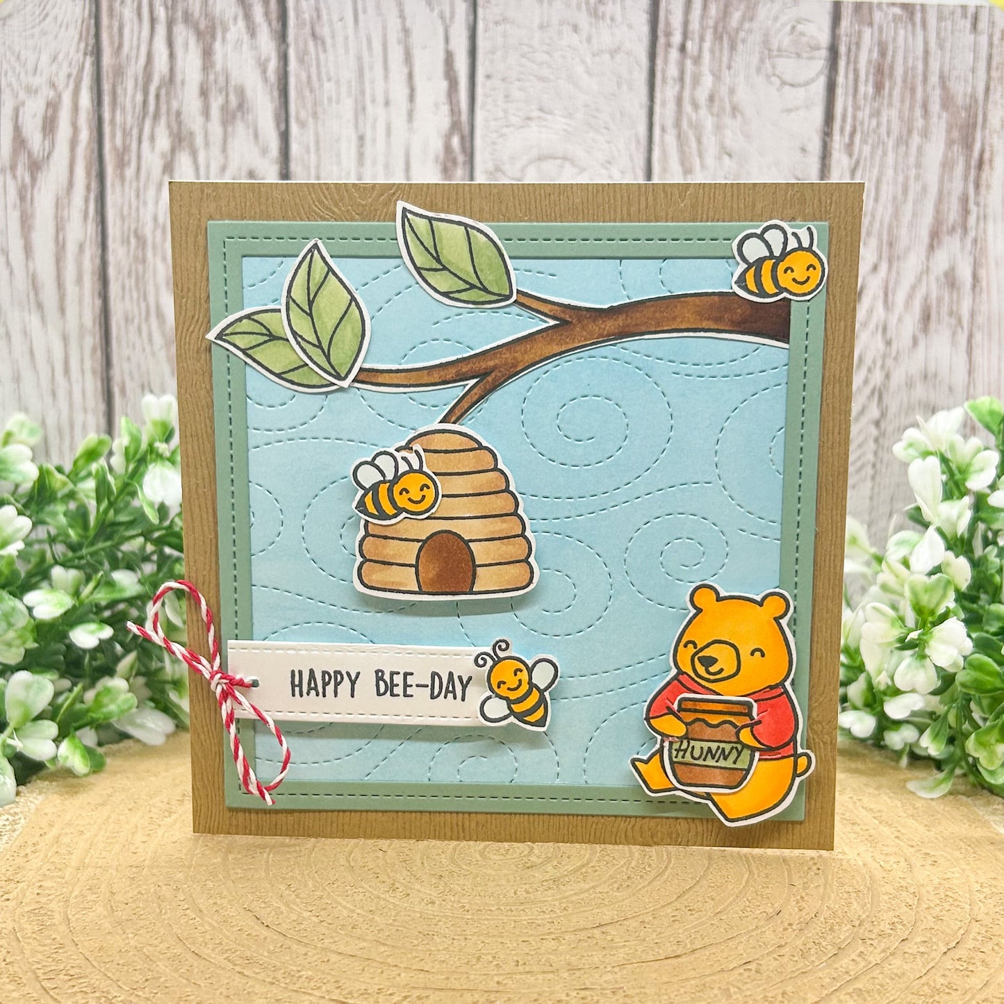 Winnie Happy Bee-day Square Handmade Birthday Card