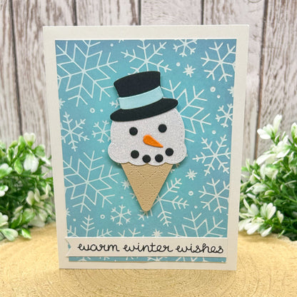 Winter Wishes Ice Cream Snowman Handmade Card