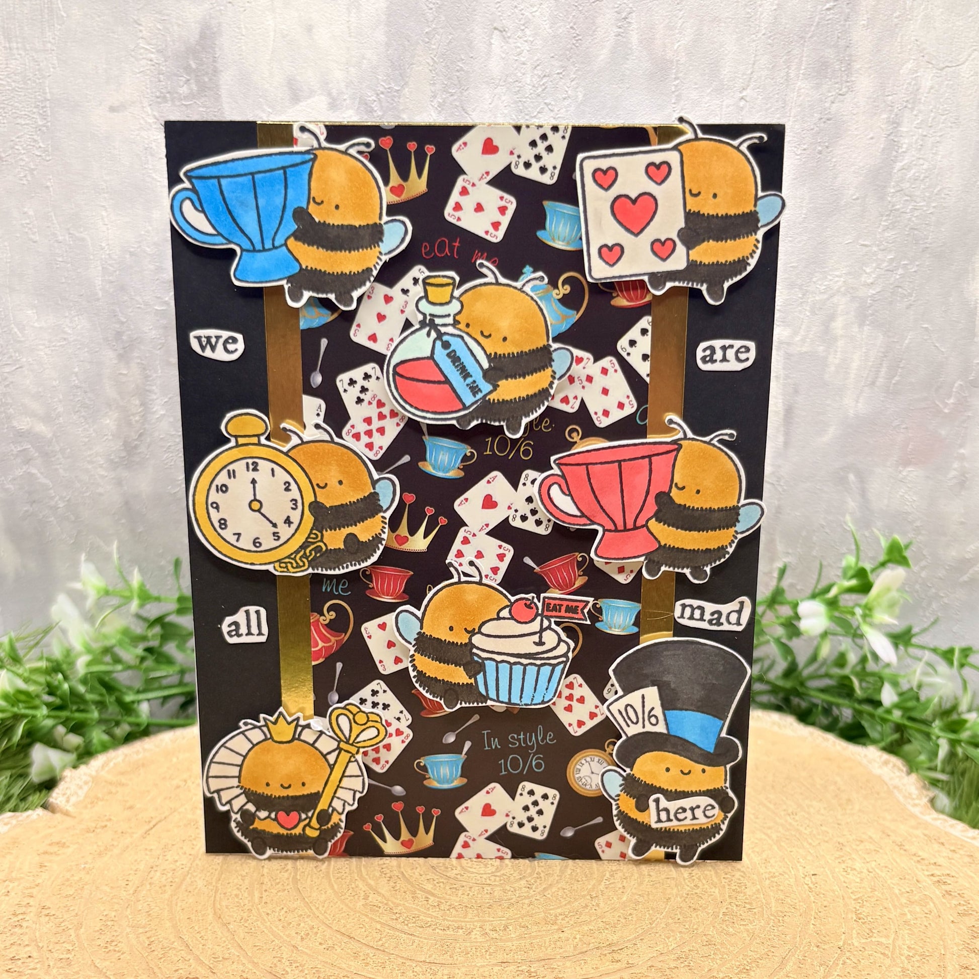 Wonderland Themed Bees Handmade Character Card
