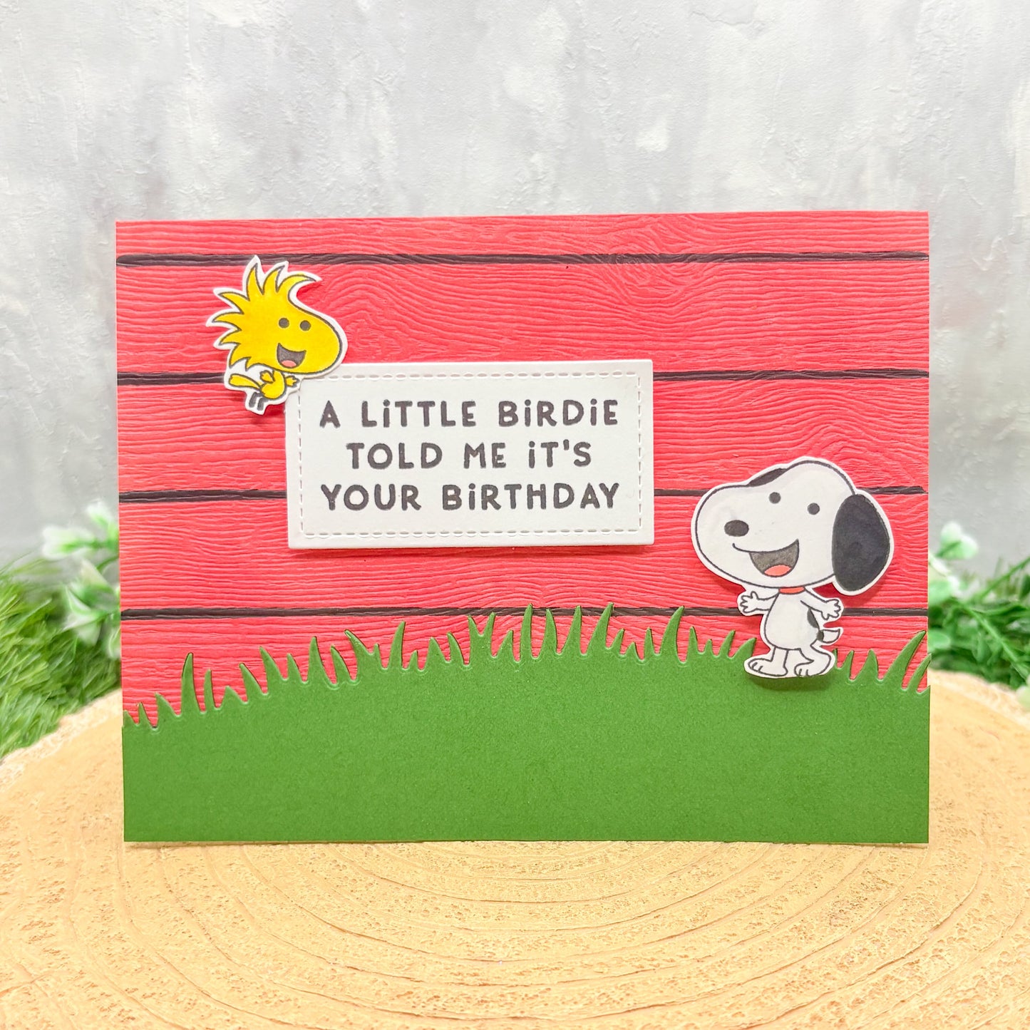 Woodstock & Snoopy Handmade Character Birthday Card