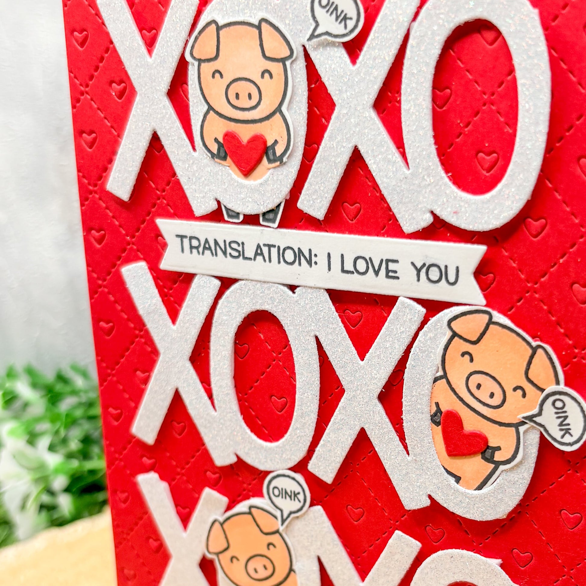 XOXO Pigs I Love You Handmade Valentine's Day Card-2