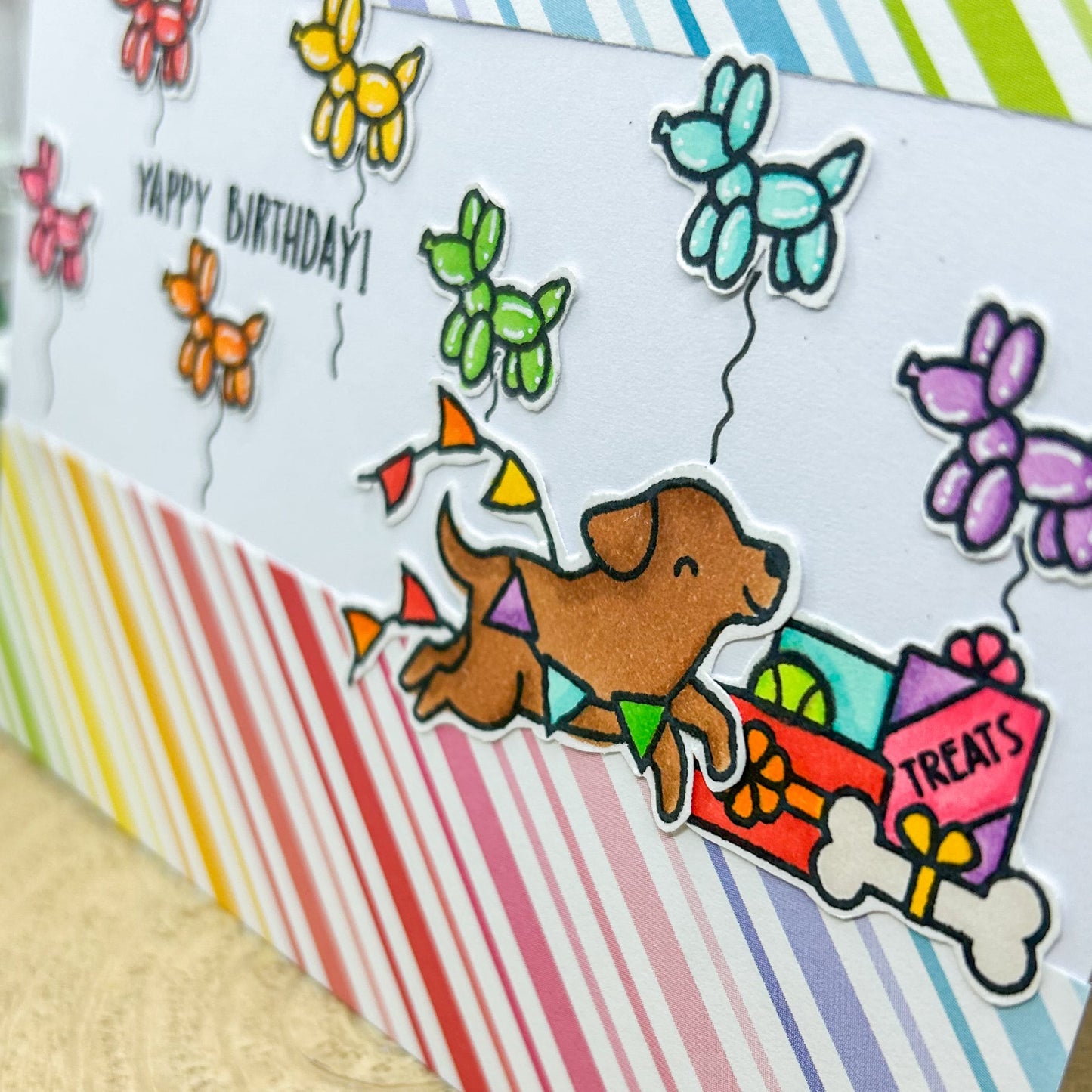 Yappy Birthday Balloon Dogs Handmade Birthday Card-2