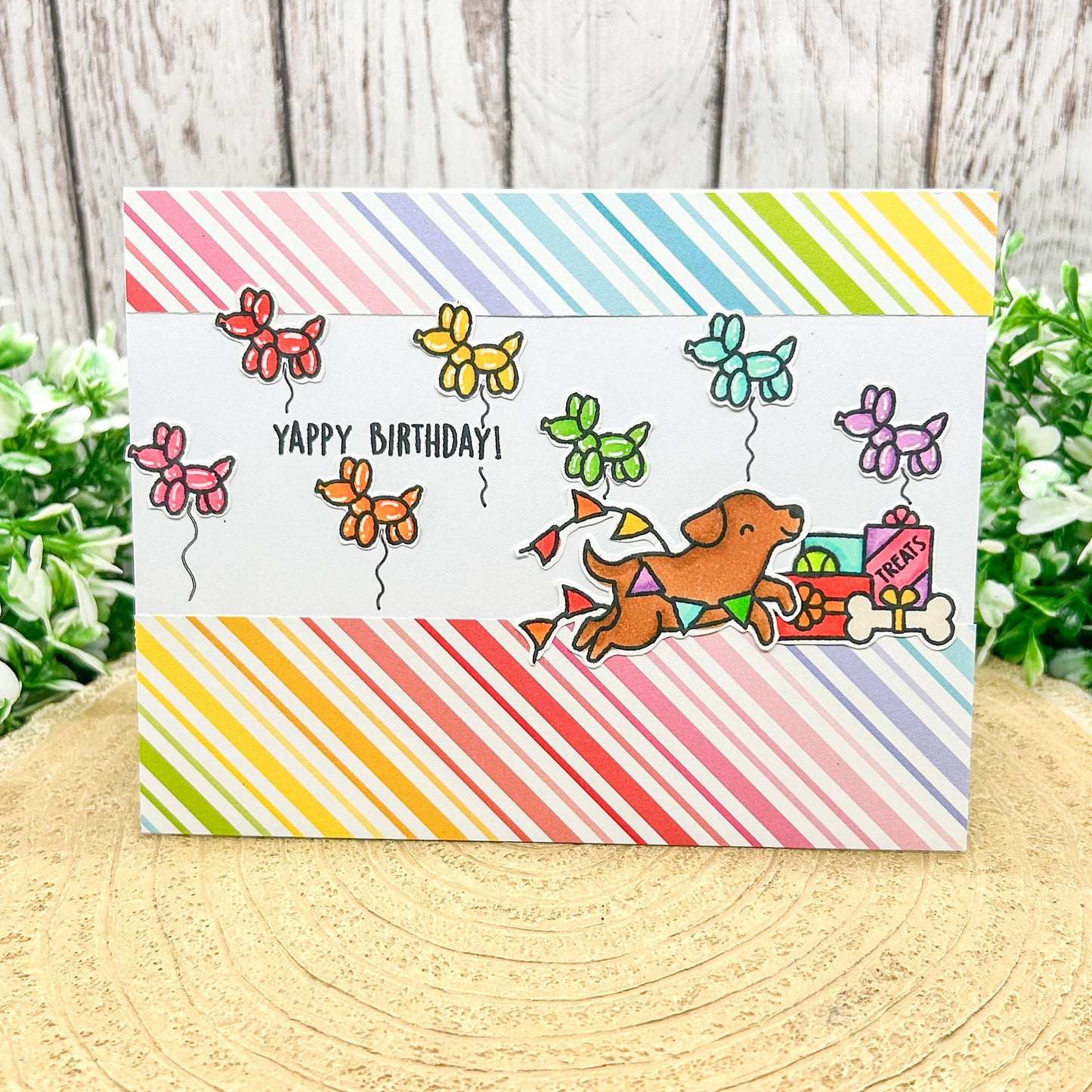 Yappy Birthday Balloon Dogs Handmade Birthday Card