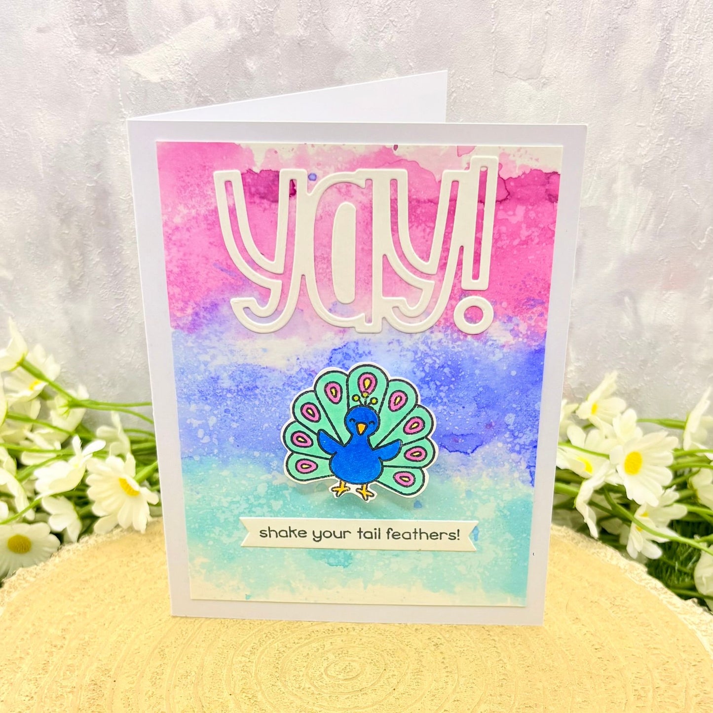 Yay! Shake Your Tail Feathers Handmade Card-1