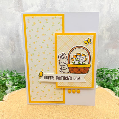 Yellow Floral Patterned Handmade Mother's Day Card (3 Designs to Choose From)
