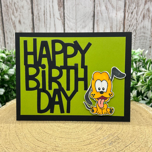 Yellow Cartoon Dog Handmade Character Birthday Card
