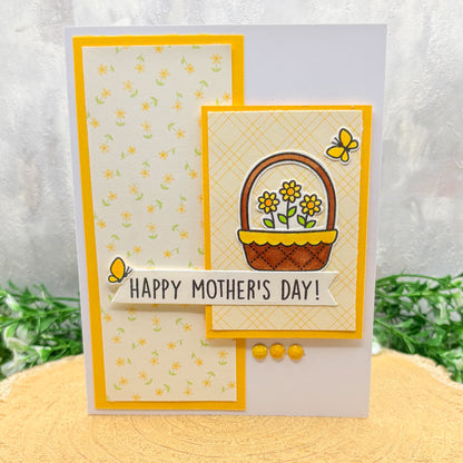 Yellow Floral Patterned Handmade Mother's Day Card (3 Designs to Choose From)